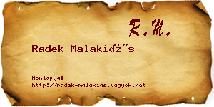 Radek Malakiás névjegykártya